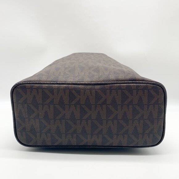 Michael Kors Dark Brown Signature Coated Canvas Jules Drawstring Shoulder Bag - Picture 5 of 11